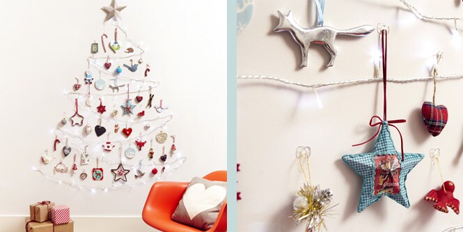 Christmas tree on wall decoration idea
