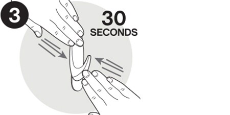 Icon showing how to remove the blue liner and press the Command™ Hook against the wall.
