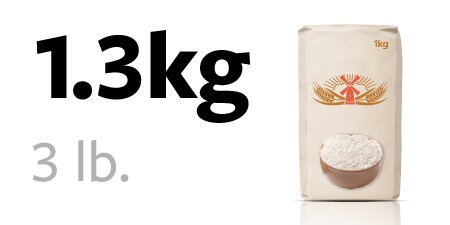 1.3 kg bag of flour
