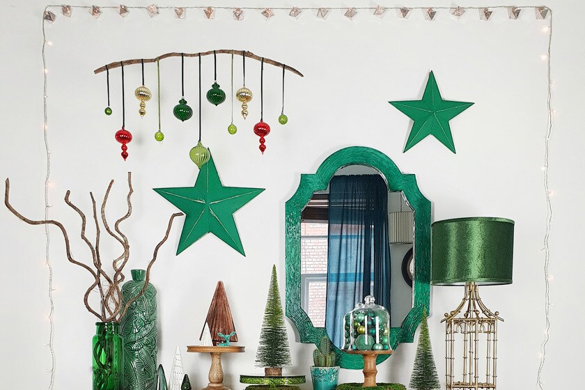 Christmas decorations feature wall idea
